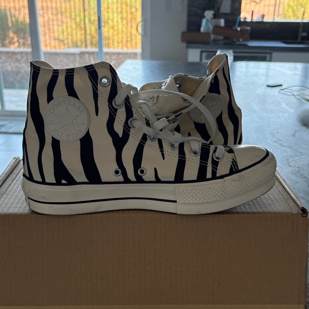 Converse Black and White Zebra Platform High-Tops